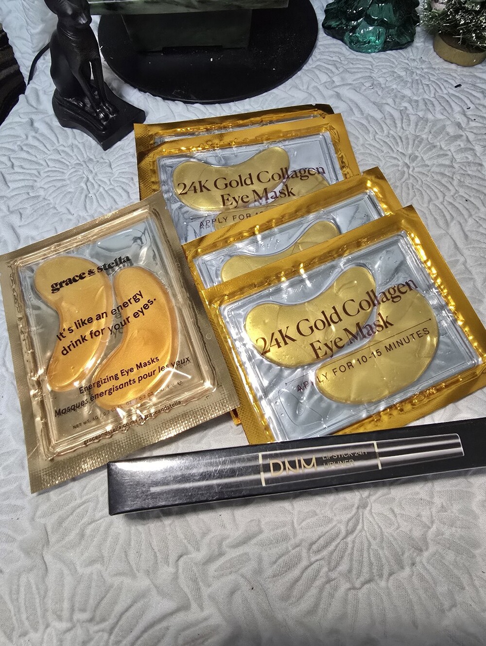 24K Gold Collagen Eye Mask - Gold Hydrating Under-Eye Patches & Lip Liner
